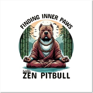 Funny Pitbull doing Yoga Dad Posters and Art